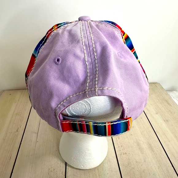 Women’s Glitzy Bella ball cap multi colored cross W/ rhinestones, distressed - Picture 4 of 10